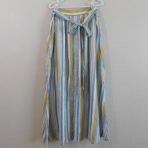 NWT Women's Mikarose Faux Button-up Striped Maxi Skirt with Tie Straps, Size M